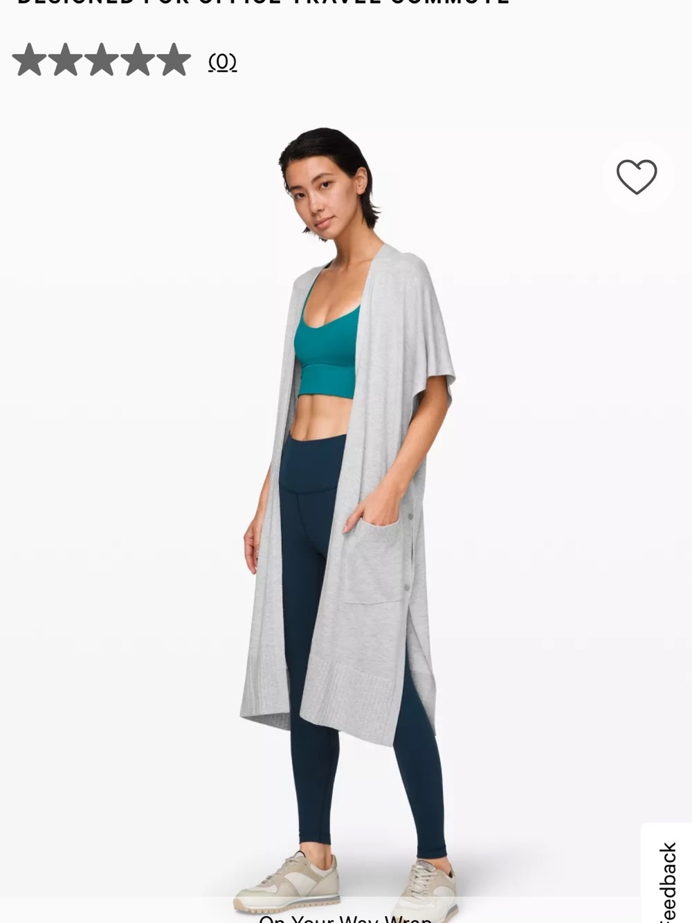 Lululemon Light Gray Long Open-Front Knit Wrap Cardigan